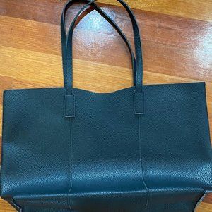 Macy's Black Faux Leather Tote Bag